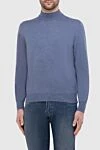 Gran Sasso Men's high-collared woolen jumper blue - High collar stand. 100% wool. Country of manufacture: Italy. Care: specialized cleaning - photo 3