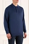 Gran Sasso Wool silk long sleeve polo blue for men - Long sleeve. 70% wool, 30% silk. Closure: Zipper. Country of manufacture: Italy. Care: specialized cleaning - photo 3