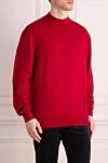 Gran Sasso Men's high-collared stand-up woolen sweater red - High collar stand. 100% wool. Country of manufacture: Italy. Care: specialized cleaning - photo 3