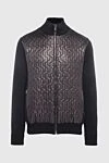 Zilli Men's cardigan made of cashmere, natural fur and genuine leather, black - Decor: Leather inserts, contrasting trim. Composition: 100% cashmere, 100% real fur, 100% real leather. Closure: Zipper. Country of manufacture: Italy. Care: specialized cleaning - photo 1