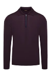 Zilli Long-sleeved polo from silk, cashmere and crocodile leather in burgundy. - Crocodile skin inserts. Long sleeve. 70% cashmere, 30% silk, crocodile skin. Closure: Zipper. Country of manufacture: Italy. Care: specialized cleaning - photo 1