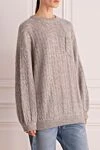 Brunello Cucinelli Gray jumper for women - Pocket: patch chest pocket. textured knitwear. 42% mohair, 38% polyamide, 20% wool. Country of manufacture: Italy. Care: specialized cleaning - photo 3
