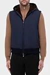 Fabio Gavazzi Blue wool, polyamide and silk vest for men - Hood. 57% wool, 35% polyamide, 8% silk. Closure: Zipper. Two side pockets with zippers, inside pocket. Lining: Natural fur. Country of manufacture: Italy. Care: specialized cleaning - photo 3