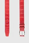 Cesare di Napoli Red crocodile leather belt for men - Textured leather. 100% crocodile leather. Size: Width 4cm. Buckle. Country of manufacture: Italy. Care: specialized cleaning - photo 3