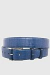 Cesare di Napoli Crocodile leather belt blue for men - Textured leather. 100% crocodile leather. Size: Width 4cm. Buckle. Country of manufacture: Italy. Care: specialized cleaning - photo 1