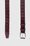 Cesare di Napoli Crocodile leather belt burgundy for men - Textured leather. 100% crocodile leather. Size: Width 4cm. Buckle. Country of manufacture: Italy. Care: specialized cleaning - photo 3