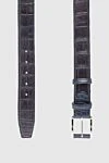 Cesare di Napoli Crocodile leather belt blue for men - Textured leather. 100% crocodile leather. Size: Width 4cm. Buckle. Country of manufacture: Italy. Care: specialized cleaning - photo 3