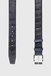 Cesare di Napoli Crocodile leather belt blue for men - Textured leather. 100% crocodile leather. Size: Width 4cm. Buckle. Country of manufacture: Italy. Care: specialized cleaning - photo 3