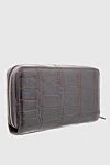 Tardini Men's clutch bag made of crocodile leather brown - Textured leather. 100% crocodile skin. Closure: Zipper. Two compartments. Country of manufacture: Italy. Care: specialized cleaning - photo 3