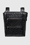 Tardini Black crocodile leather shoulder bag for men - Textured leather. Adjustable strap. 100% crocodile. Three compartments. Closure: Zipper. Country of manufacture: Italy. Care: specialized cleaning - photo 1