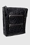 Tardini Black crocodile leather shoulder bag for men - Textured leather. Adjustable strap. 100% crocodile. Three compartments. Closure: Zipper. Country of manufacture: Italy. Care: specialized cleaning - photo 3