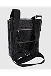 Black crocodile leather shoulder bag for men Tardini - Textured leather. Adjustable strap. 100% crocodile. Three compartments. Closure: Zipper. Country of manufacture: Italy. Care: specialized cleaning - photo 4