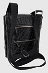 Tardini Black crocodile leather shoulder bag for men - Textured leather. Adjustable strap. 100% crocodile. Three compartments. Closure: Zipper. Country of manufacture: Italy. Care: specialized cleaning - photo 5