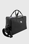 Black leather and carbon fiber travel bag for men Tardini - textured leather, logo. shoulder strap. 100% crocodile skin, carbon fiber. Fastener: zipper. Country of manufacture: Italy. Care: specialized cleaning - photo 4