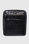 Tardini Black crocodile leather shoulder bag for men - Textured leather. Adjustable strap. 100% crocodile. Two compartments. Closure: Zipper. Country of manufacture: Italy. Care: specialized cleaning - photo 1