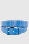 Cesare di Napoli Blue crocodile leather belt for men - Textured leather. 100% crocodile leather. Size: Width 4cm. Buckle. Country of manufacture: Italy. Care: specialized cleaning - photo 1