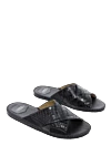 Tardini Black alligator slippers for men - Decor: textured leather. Additionally: leather interior, sole height 2 cm. Composition: alligator skin. Sole: polyurethane. Country of manufacture: Italy. Care: specialized cleaning - photo 3