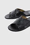 Tardini Black alligator slippers for men - Decor: textured leather. Additionally: leather interior, sole height 2 cm. Composition: alligator skin. Sole: polyurethane. Country of manufacture: Italy. Care: specialized cleaning - photo 5