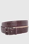 Tardini Crocodile leather belt burgundy for men - Textured leather. 100% crocodile leather. Size: Width 4cm. Buckle. Country of manufacture: Italy. Care: specialized cleaning - photo 1