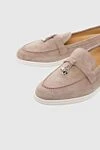 Cesare di Napoli Beige nubuck loafers for women - contrasting sole, metal elements. nubuck. Heel height: 2 cm. Country of manufacture: Italy. Care: specialized cleaning - photo 5