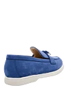 Blue nubuck loafers for women Cesare di Napoli - contrasting sole, metal elements. nubuck. Heel height: 2 cm. Country of manufacture: Italy. Care: specialized cleaning - photo 4