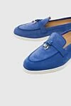 Cesare di Napoli Blue nubuck loafers for women - contrasting sole, metal elements. nubuck. Heel height: 2 cm. Country of manufacture: Italy. Care: specialized cleaning - photo 5