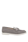 Cesare di Napoli Gray nubuck loafers for women - contrasting sole, metal elements. nubuck. Heel height: 2 cm. Country of manufacture: Italy. Care: specialized cleaning - photo 1