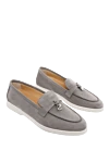 Cesare di Napoli Gray nubuck loafers for women - contrasting sole, metal elements. nubuck. Heel height: 2 cm. Country of manufacture: Italy. Care: specialized cleaning - photo 3