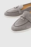 Cesare di Napoli Gray nubuck loafers for women - contrasting sole, metal elements. nubuck. Heel height: 2 cm. Country of manufacture: Italy. Care: specialized cleaning - photo 5