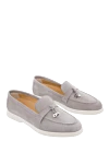 Cesare di Napoli Gray nubuck loafers for women - contrasting sole, metal elements. nubuck. Heel height: 2 cm. Country of manufacture: Italy. Care: specialized cleaning - photo 3