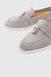 Cesare di Napoli Gray nubuck loafers for women - contrasting sole, metal elements. nubuck. Heel height: 2 cm. Country of manufacture: Italy. Care: specialized cleaning - photo 5