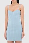 Herve Leger Blue dress for women - zipper. sleeveless, thin straps, striped texture. 90% viscose, 9% nylon, 1% spandex. Country of manufacture: Italy. Care: specialized cleaning - photo 3