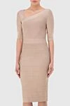 Herve Leger Beige dress for women - medium sleeve. 90% viscose, 9% nylon, 1% spandex. Country of manufacture: Italy. Care: specialized cleaning - photo 3