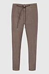 Tombolini Men's brown linen trousers - 100% linen,. button, zipper, drawstring. two side. Country of manufacture: Italy. Care: specialized cleaning - photo 1