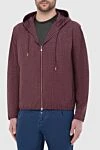 Tombolini Men's burgundy wool and linen sweatshirt - hood. 94% wool, 6% linen. Closure: zipper. Country of manufacture: Italy. Care: specialized cleaning - photo 3