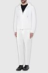 Men's sports suit made of polyamide and elastane, white Tombolini - Additionally: Hood. Composition: 85% polyamide, 15% elastane. Closure: Drawstring, zipper. Pockets: Four side pockets. Country of manufacture: Italy. Care: specialized cleaning - photo 2