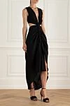 Moeva Black polyester dress for women - Fastener: hooks. assembly of fabric. 100% polyester. Country of manufacture: Italy. Care: specialized cleaning - photo 3