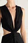 Moeva Black polyester dress for women - Fastener: hooks. assembly of fabric. 100% polyester. Country of manufacture: Italy. Care: specialized cleaning - photo 5