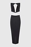 Moeva Black polyester dress for women - Fastener: hooks. assembly of fabric. 100% polyester. Country of manufacture: Italy. Care: specialized cleaning - photo 7