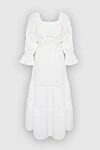 Moeva White linen dress for women - elastic belt. voluminous sleeves. 100% linen. Country of manufacture: Italy. Care: specialized cleaning - photo 1