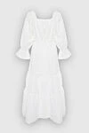 Moeva White linen dress for women - elastic belt. voluminous sleeves. 100% linen. Country of manufacture: Italy. Care: specialized cleaning - photo 5