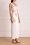 Moeva White viscose and polyester dress for women - elastic belt. sleeveless, mesh inserts. 67% viscose, 33% polyester. Country of manufacture: Italy. Care: specialized cleaning - photo 3