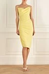 Yellow viscose dress for women The Andamane - assembly of fabric. 93% viscose, 7% elastane. Country of manufacture: Italy. Care: specialized cleaning - photo 2