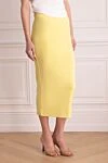 The Andamane Yellow viscose skirt for women - 93% viscose, 7% elastane. hidden zipper. Country of manufacture: Italy. Care: specialized cleaning - photo 3