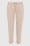Brunello Cucinelli Брюки из хлопка бежевые женские бежевые - два кармана. 98% хлопок, 2% эластан. эластичный пояс со шнуровкой. Страна производитель: Италия. Уход: специализированная чистка - фото 1