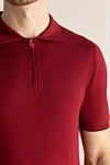 Kiton Чоловіче поло з коміром на блискавці з еластичного полотна бордового кольору - 100% бавовна. Блискавка. Країна виробник: Італія. Догляд: спеціалізоване чищення - фото 5