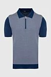 Kiton Polo from cotton blue for men - line pattern. 100% cotton. Closure: Zipper. Country of manufacture: Italy. Care: specialized cleaning - photo 1