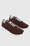 Kiton Brown men's textile sneakers - Logo. 90% cotton, 10% elastane. laces. height 2 cm. Country of manufacture: Italy. Care: specialized cleaning - photo 3