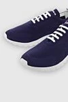 Kiton Blue men's textile sneakers - Logo, contrast sole. 90% cotton, 10% elastane. laces. height 2 cm. Country of manufacture: Italy. Care: specialized cleaning - photo 5