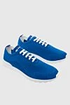 Kiton Blue men's textile sneakers - Logo, contrast sole. 90% cotton, 10% elastane. laces. height 2 cm. Country of manufacture: Italy. Care: specialized cleaning - photo 3